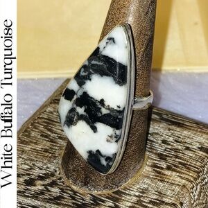 COOL!! White Buffalo Turquoise Gemstone Chunky Handmade Ring